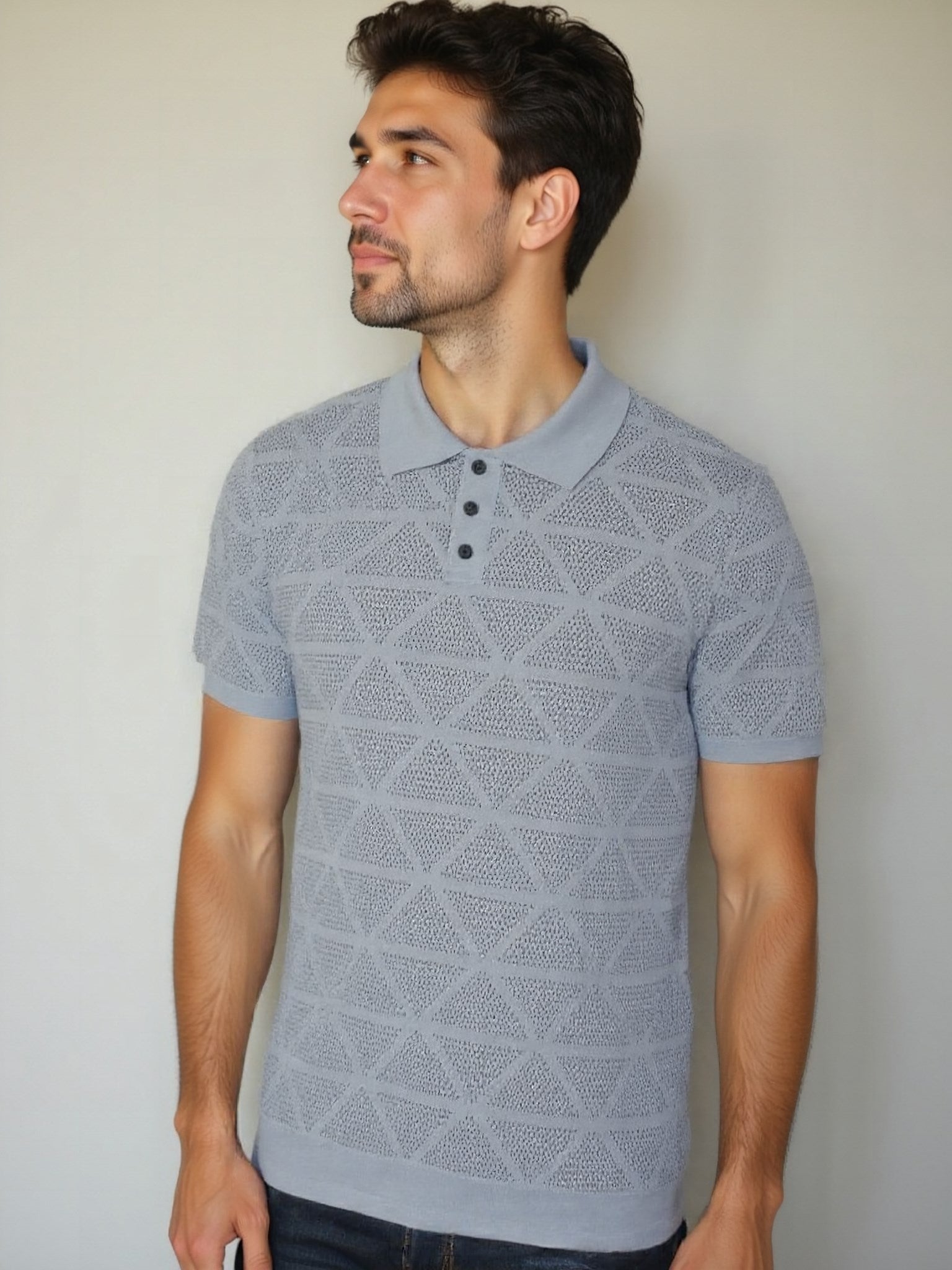 Textured Knit Polo Shirt - Cross & Crown