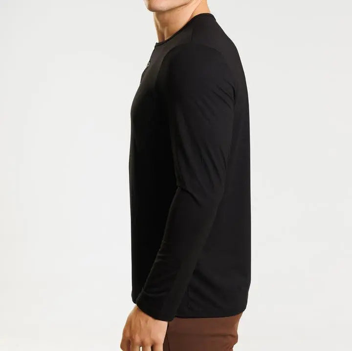 Minimalist Henry Neck Long Sleeve T-Shirt - Cross & Crown CROSS & CROWN