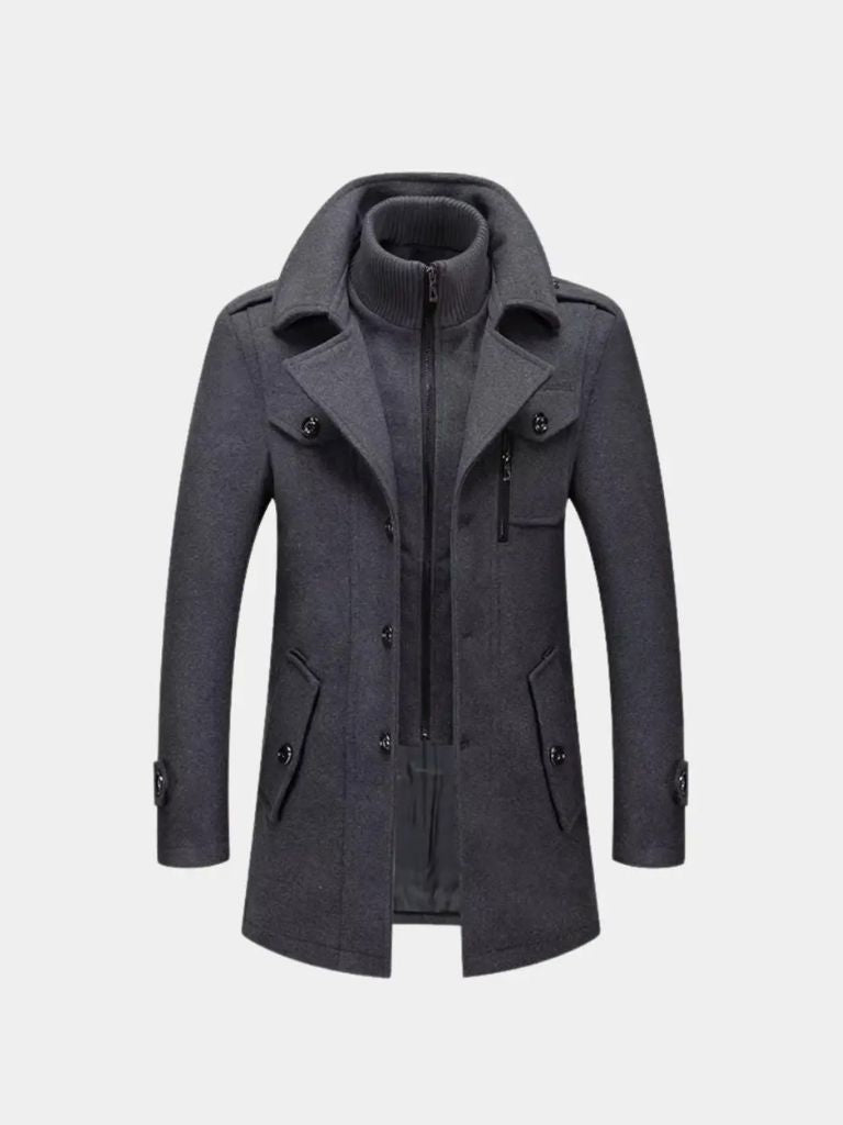 Aristocratic Black Wool Overcoat - Cross & Crown - Cross & Crown