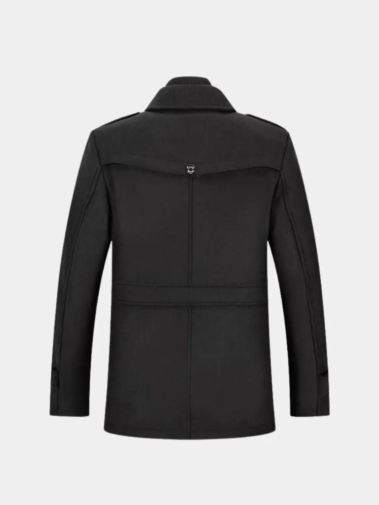 Aristocratic Black Wool Overcoat - Cross & Crown - Cross & Crown
