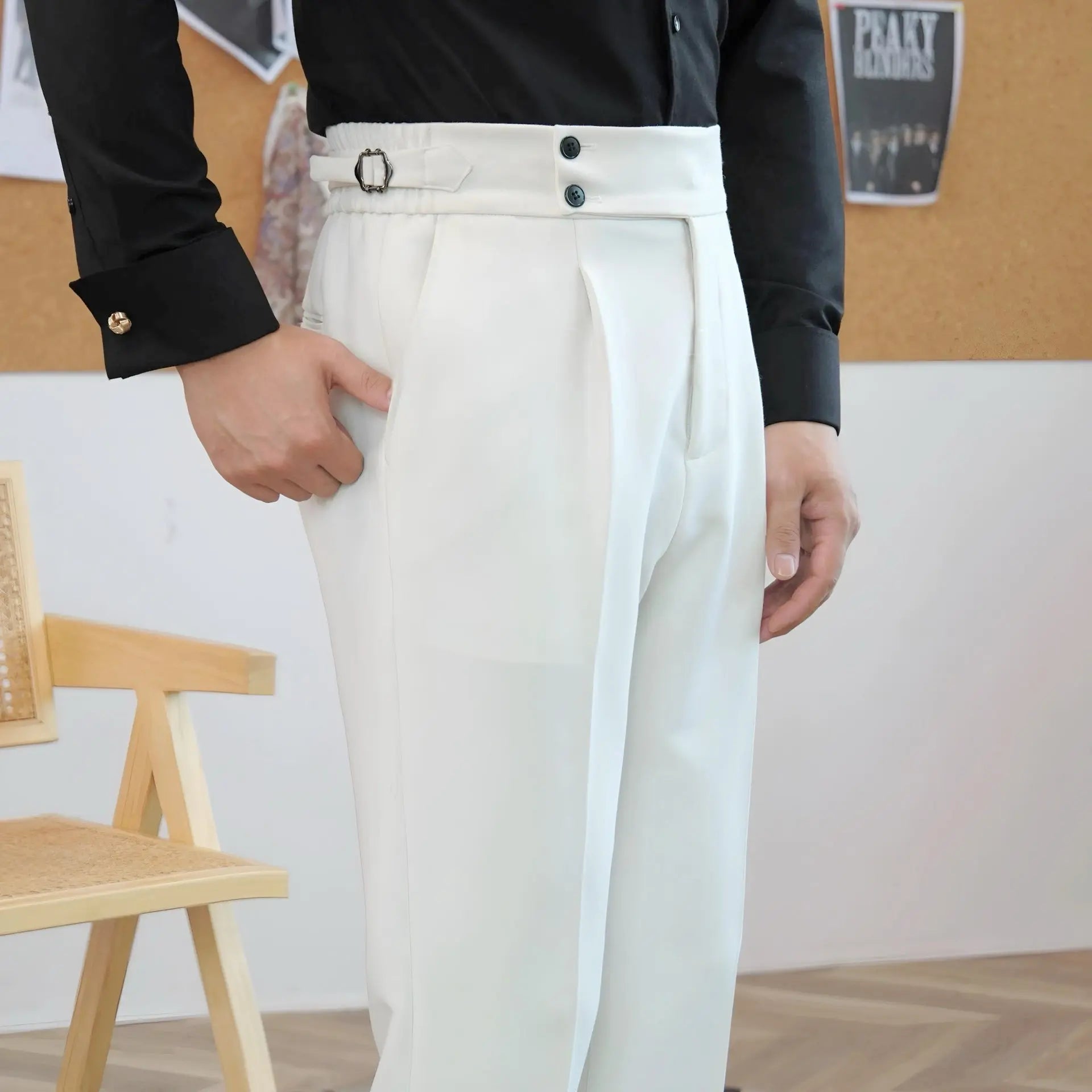 Classic Italia Sidetab Elastic Trousers - Cross & Crown Cross & Crown