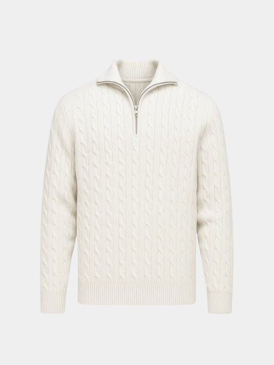 Cable - Knit Zip Neck Sweater - Cross & Crown - Cross & Crown