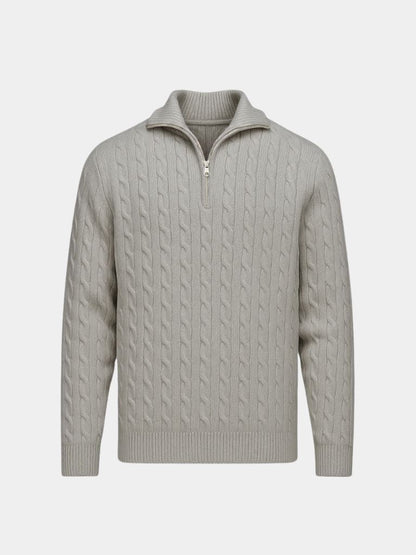 Cable - Knit Zip Neck Sweater - Cross & Crown - Cross & Crown