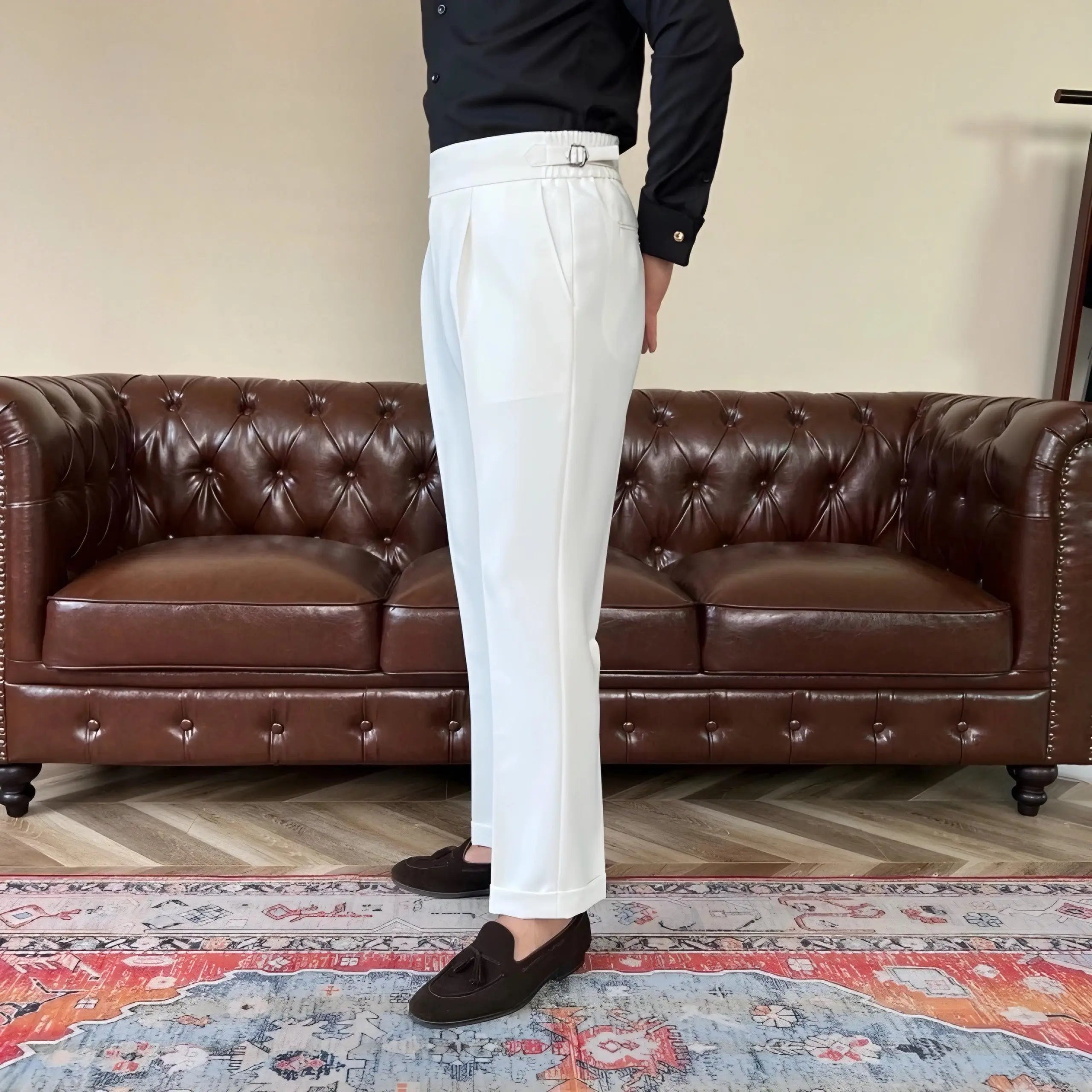 Classic Italia Sidetab Elastic Trousers - Cross & Crown Cross & Crown