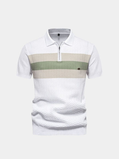 Classic Fit Quarter Zip Business Casual Short Sleeves Polo - Cross & Crown - Cross & Crown