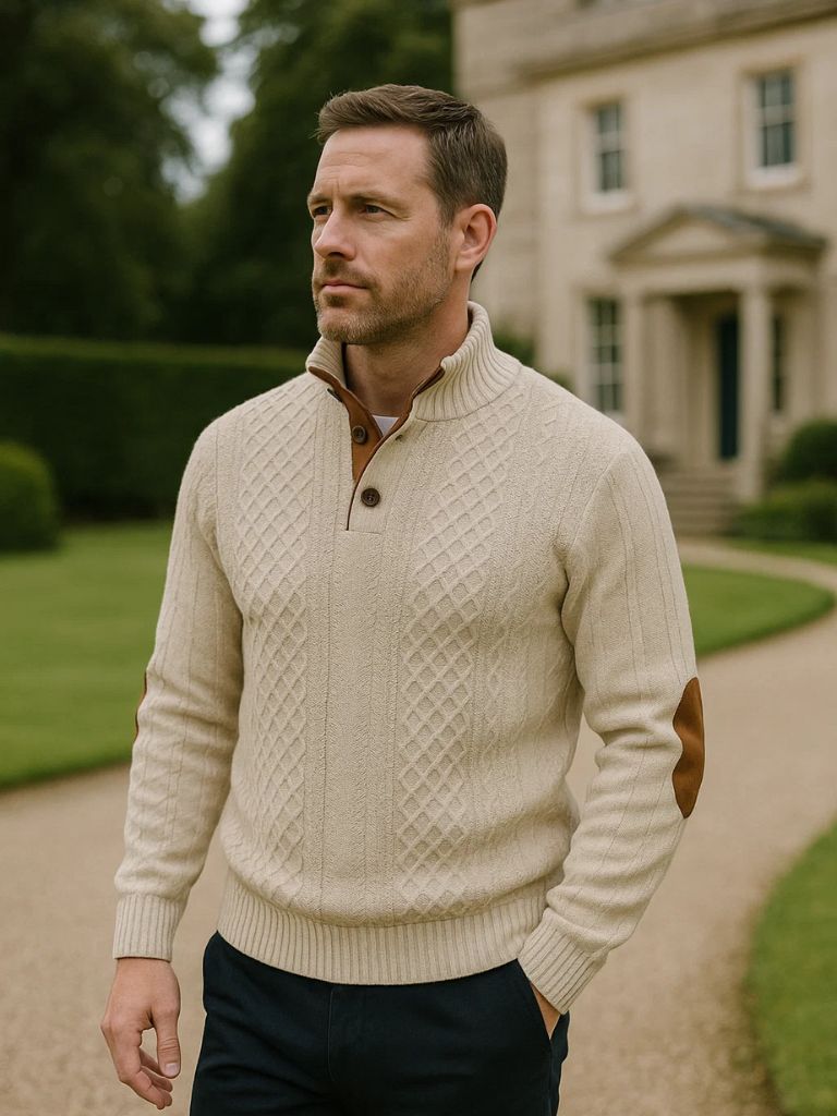 Classic High Collar Knit Pullover - Cross & Crown - Cross