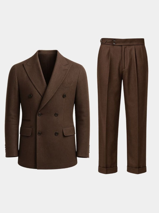Dark Brown Garbadine Suit - Cross & Crown - Cross & Crown