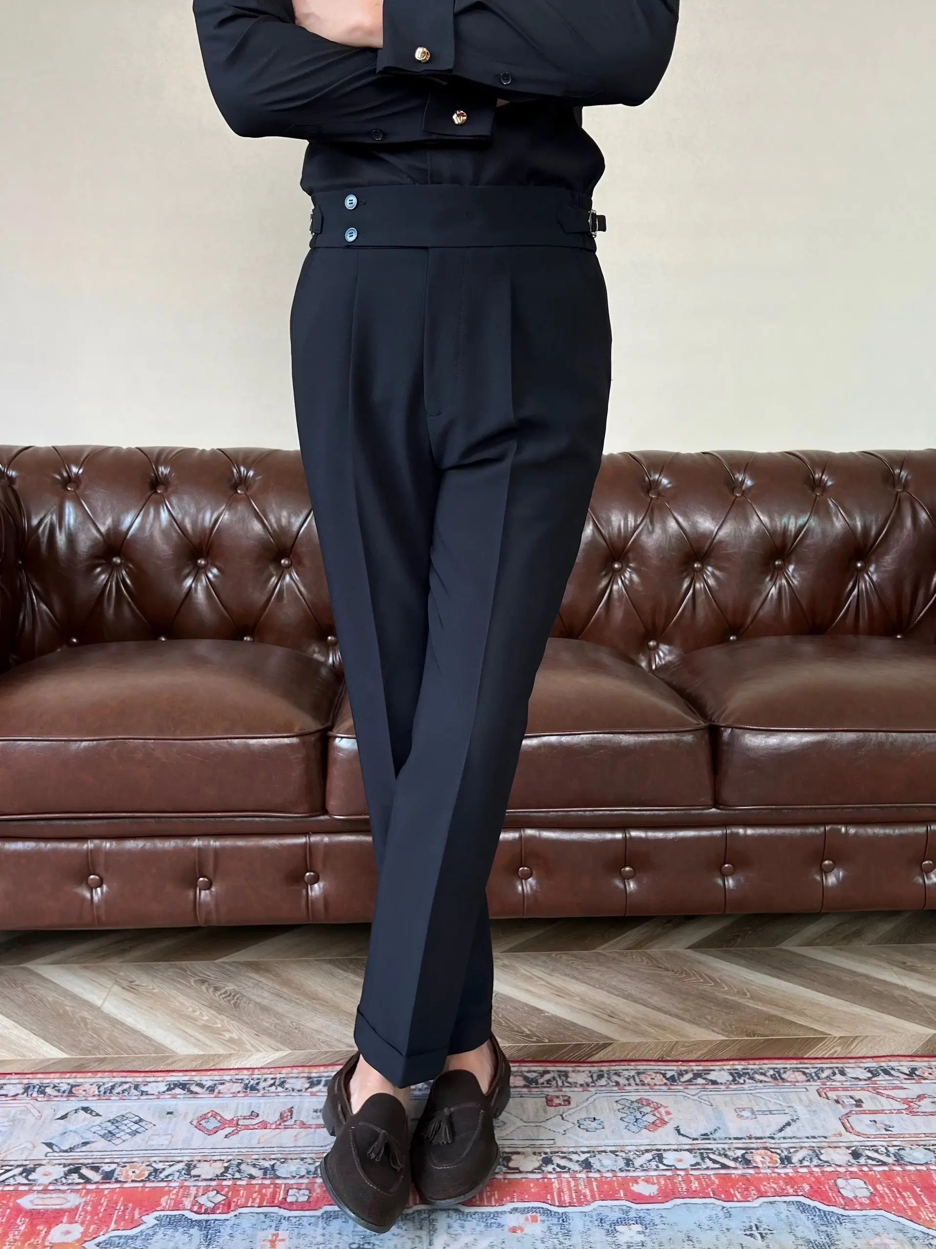 Classic Italia Sidetab Elastic Trousers - Cross & Crown Cross & Crown