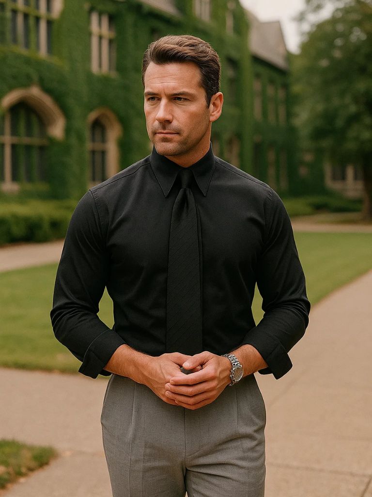 Elegant Spearpoint Collar Shirt - Cross & Crown - Cross & Crown