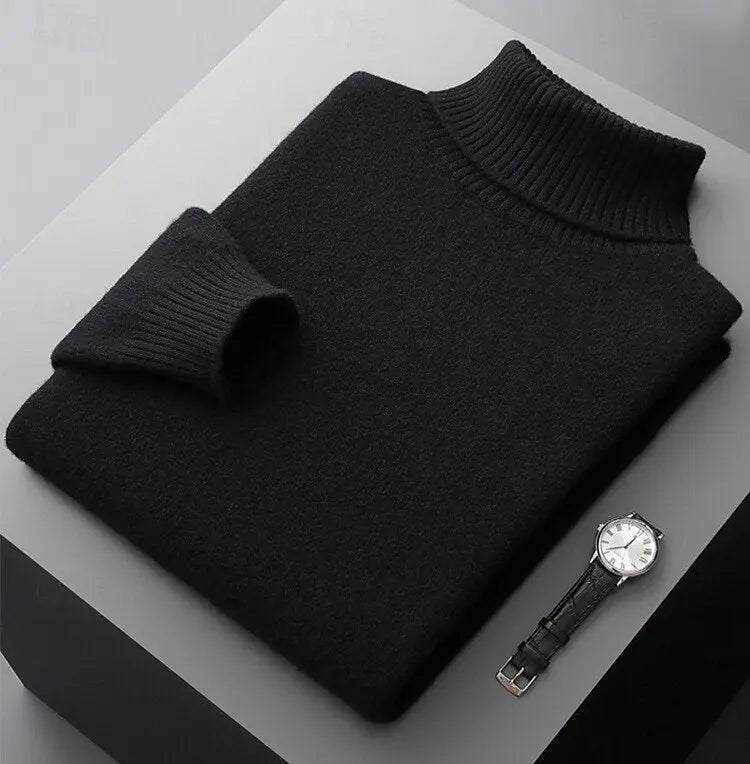 100% Merino Wool Turtleneck Sweater Cross & Crown