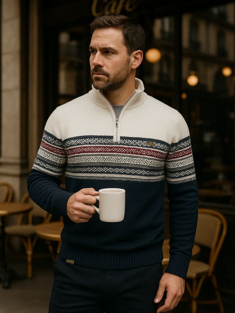 Half Zip Knit Pullover Sweater - Cross & Crown - Cross & Crown