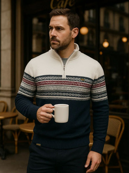 Half Zip Knit Pullover Sweater - Cross & Crown - Cross & Crown