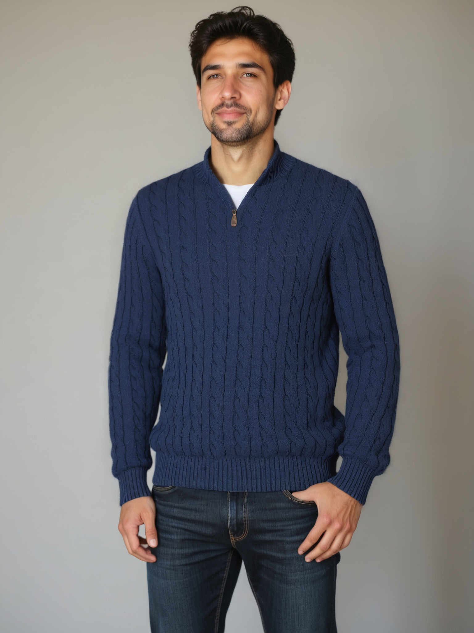 Essential Half Zip Sweater - Cross & Crown