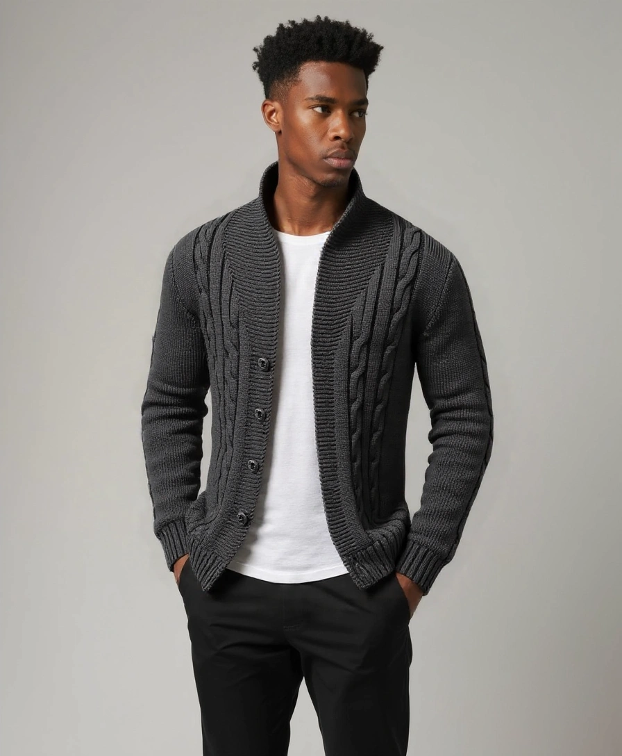 Men's Elegant Knit Cardigan - Cross & Crown