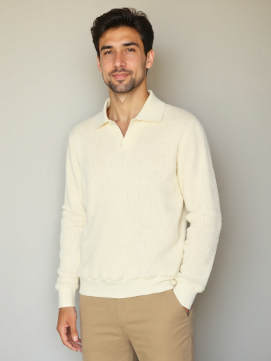 Essential V-Neck Polo Sweater - Cross & Crown