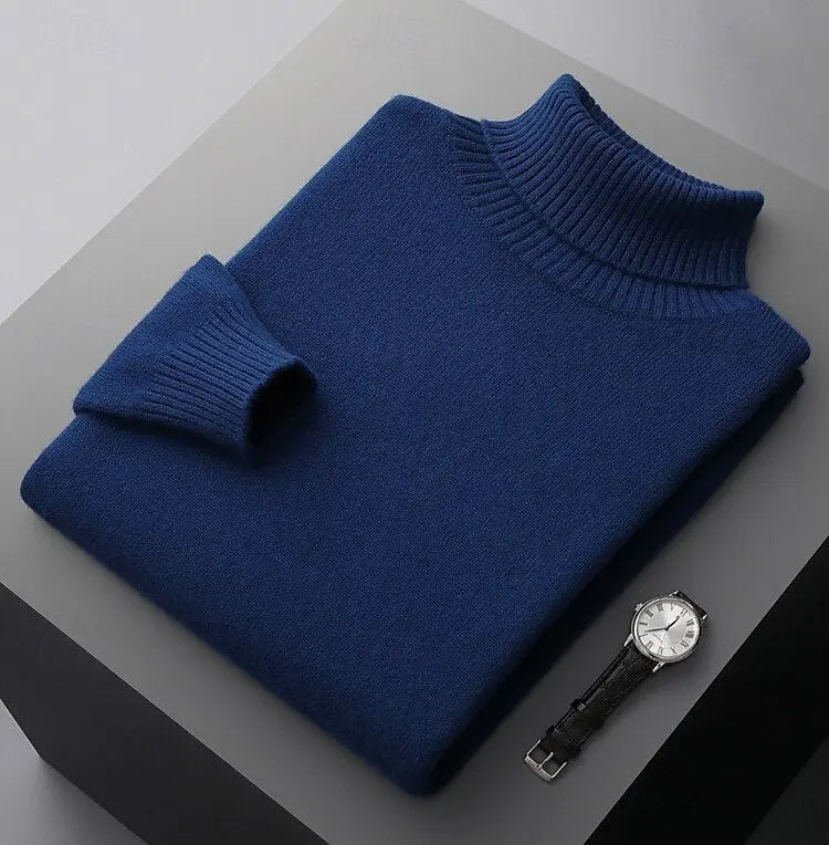 100% Merino Wool Turtleneck Sweater Cross & Crown