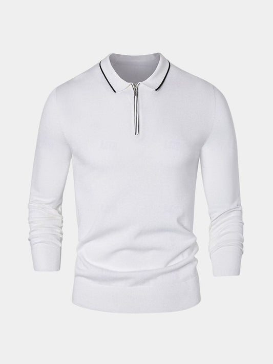Ivory Elite Long Sleeve Polo – Cross & Crown - Cross & Crown