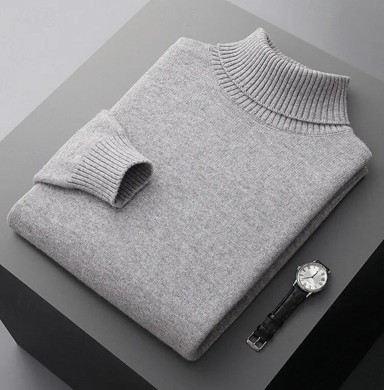 100% Merino Wool Turtleneck Sweater Cross & Crown