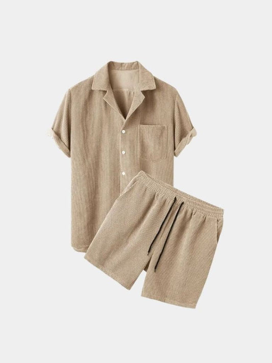Minimalist Corduroy Set Shorts and Shirt - Cross & Crown - Cross & Crown