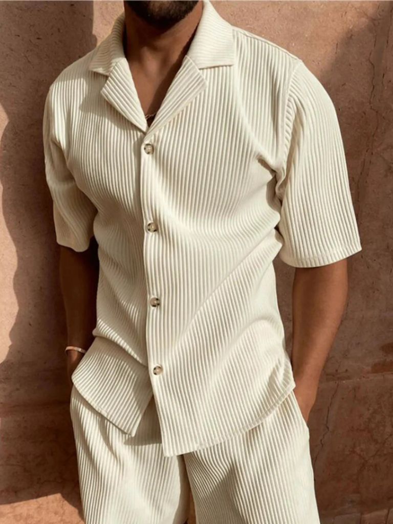 Minimalist Corduroy Set Shorts and Shirt - Cross & Crown - Cross & Crown