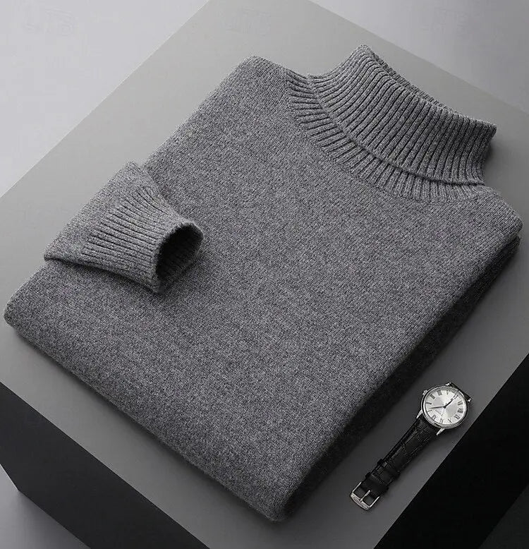 100% Merino Wool Turtleneck Sweater Cross & Crown