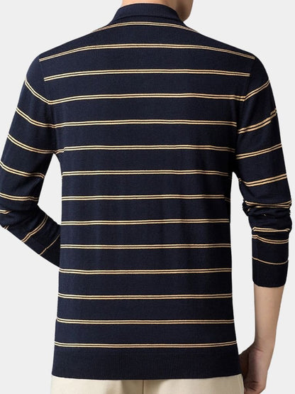 Navy Sunset Striped Polo - Cross & Crown - Cross & Crown