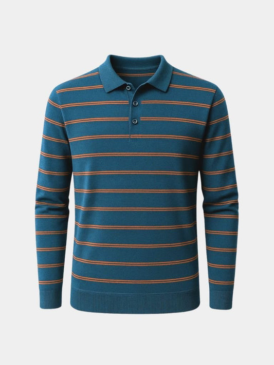 Navy Sunset Striped Polo - Cross & Crown - Cross & Crown