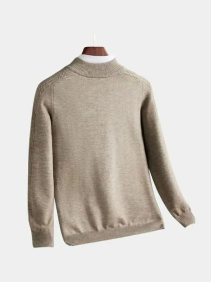 Stripe Quarter Zip Wool Sweater - Cross & Crown - Cross & Crown