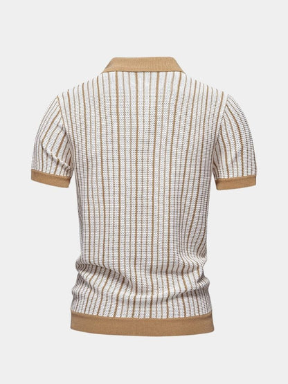 Striped Knit Polo Shirt - Cross & Crown - Cross & Crown