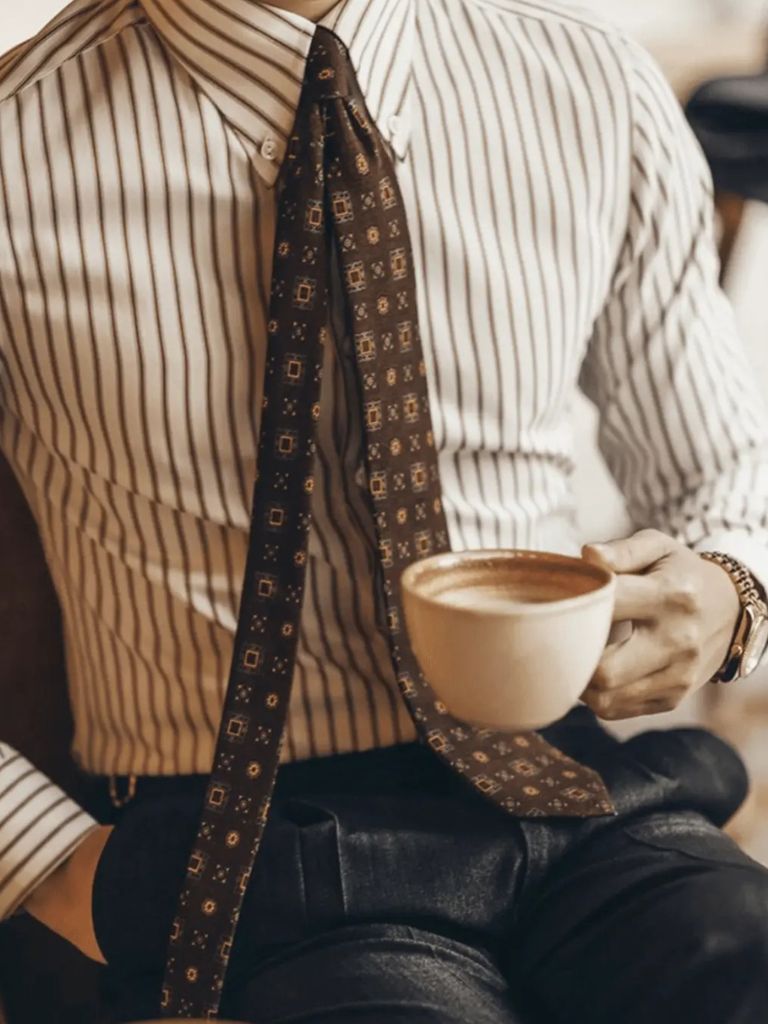 Striped Retro Shirt (Brown) - Cross & Crown - Cross & Crown