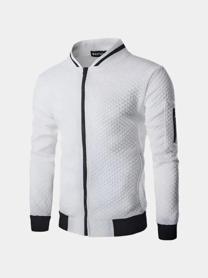 Textured Casual Bomber Jacket - Cross & Crown - Cross & Crown