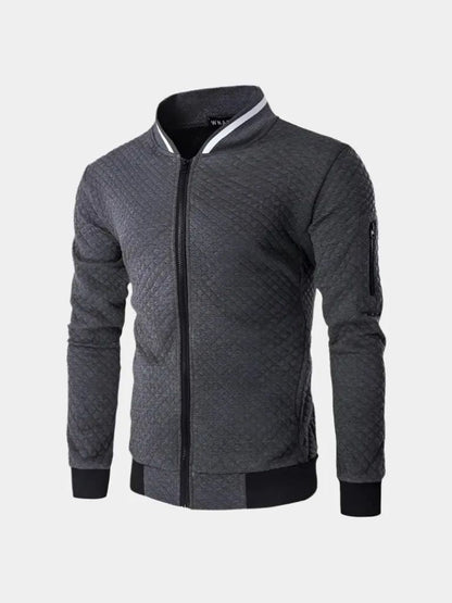 Textured Casual Bomber Jacket - Cross & Crown - Cross & Crown