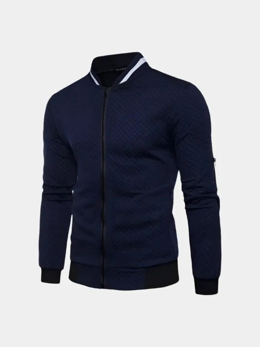 Textured Casual Bomber Jacket - Cross & Crown - Cross & Crown