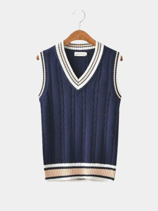 V Neck Elegant Knit Vest - Cross & Crown - Cross & Crown