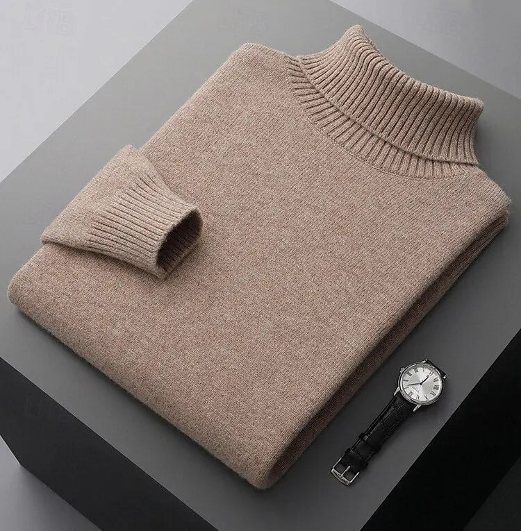 100% Merino Wool Turtleneck Sweater Cross & Crown