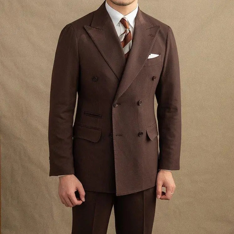 Dark Brown Garbadine Suit (Jacket + Trousers) - Cross & Crown Cross & Crown