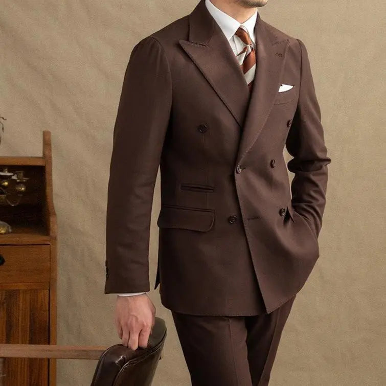 Dark Brown Garbadine Suit (Jacket + Trousers) - Cross & Crown Cross & Crown