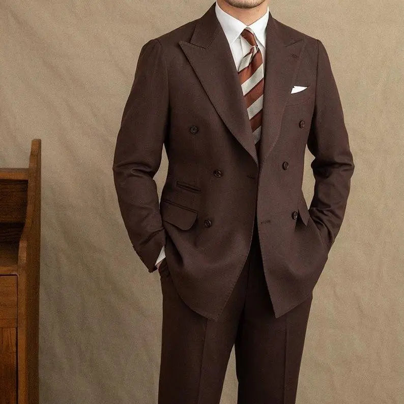 Dark Brown Garbadine Suit (Jacket + Trousers) - Cross & Crown Cross & Crown