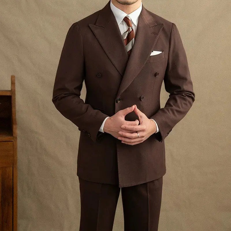 Dark Brown Garbadine Suit (Jacket + Trousers) - Cross & Crown Cross & Crown