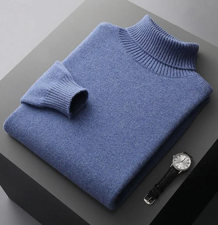 100% Merino Wool Turtleneck Sweater Cross & Crown